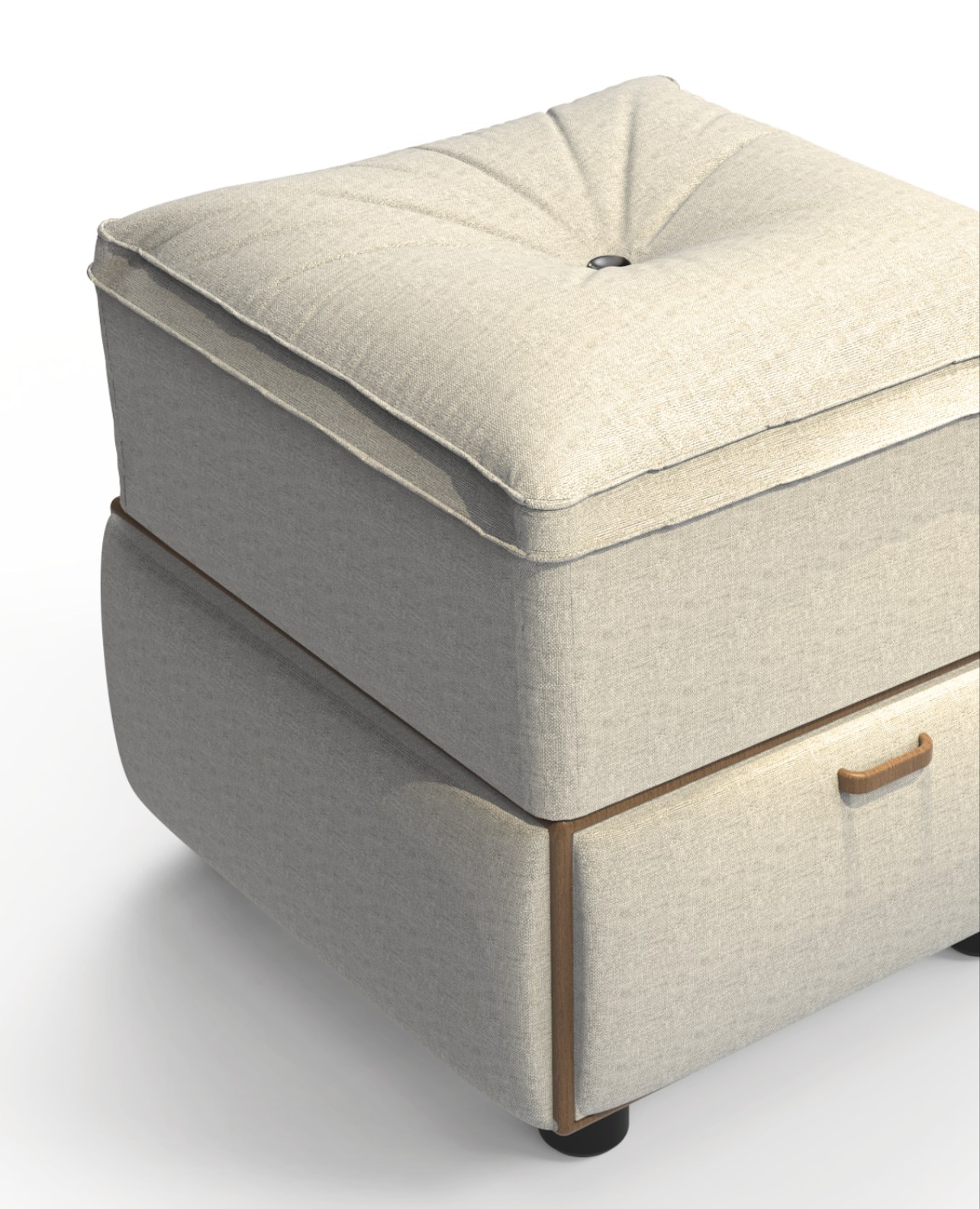 FORMÄ — folded ottoman product render, three-quarter view