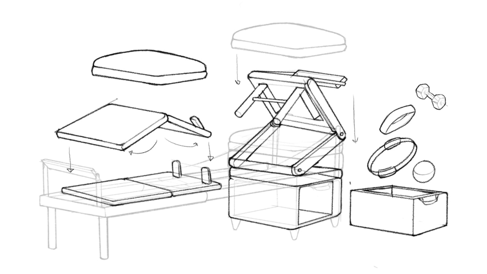 Scissor mechanism exploded sketch