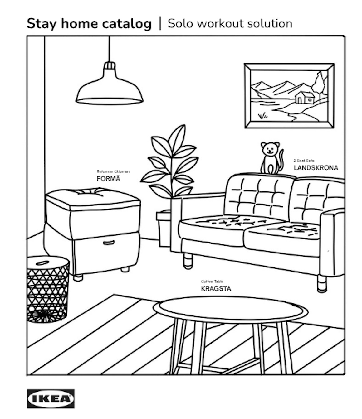 Stay home catalog illustration with FORMÄ in living room