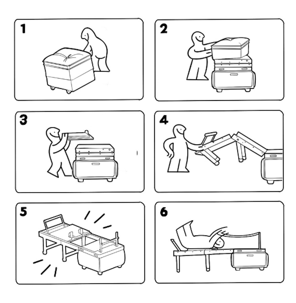 6-panel illustration of unfolding FORMÄ