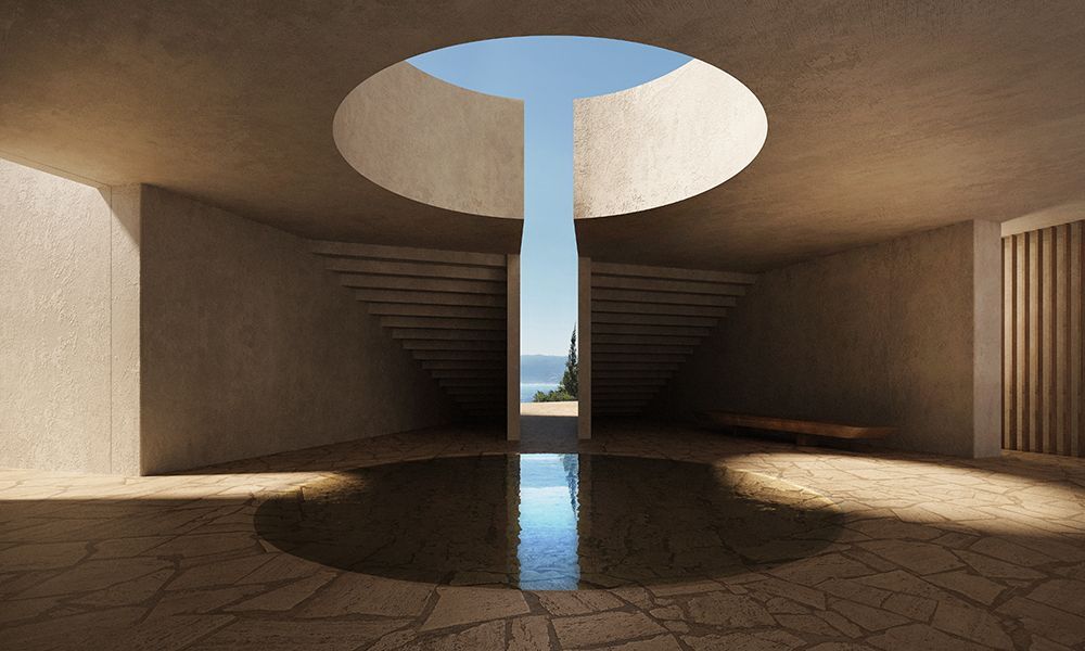 Stone sanctuary — oculus, light from above