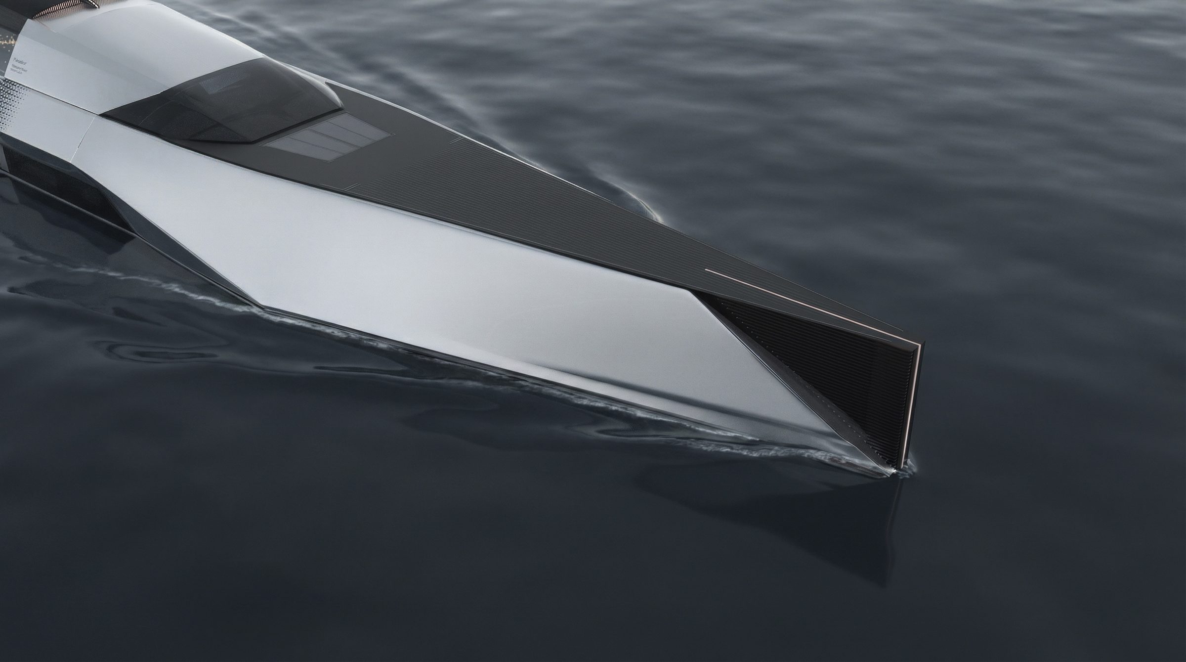 Bow cutting through calm water