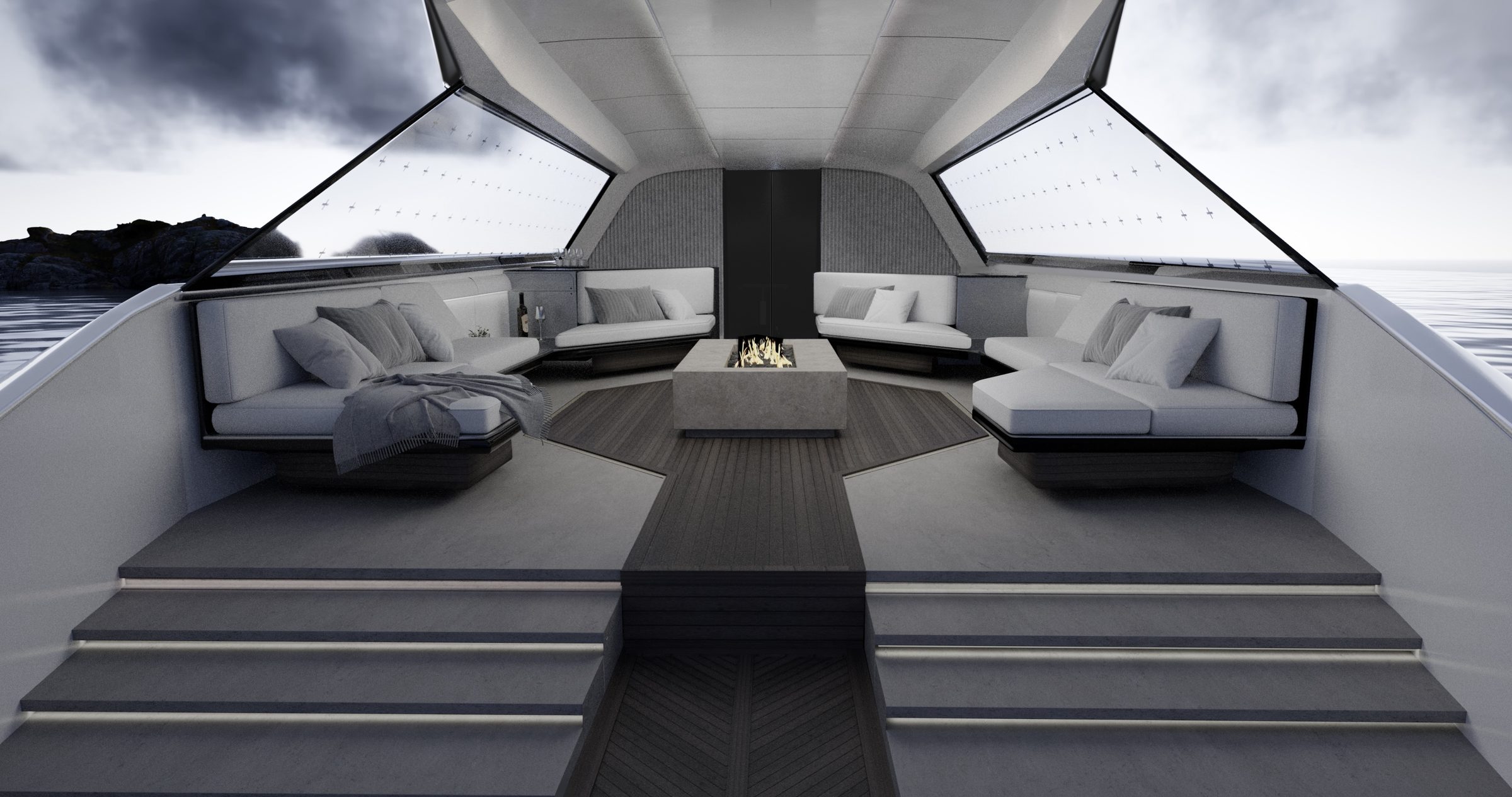 Symmetric central view of the lounge